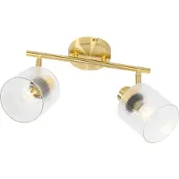 QAZQA Spot de plafond doré avec verre 2 lumières orientable - Laura