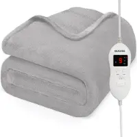 Auronic Couverture électrique - - Couverture chauffante - 9 niveaux de chaleur - 2 personnes - 200x150 - Gris clair