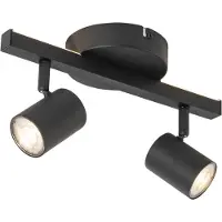 QAZQA Spot de plafond noir GU10 50mm 2 lumières avec rétroéclairage et interrupteur à 3 positions - Back Up