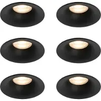 QAZQA Lot de 6 spots encastrés noirs GU10 50 mm - Gijs