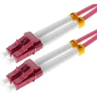 Helos Câble de raccordement fibre optique OM4 Duplex LSZH 3,0 mm LC/LC violet émeraude 7,5 m