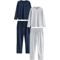 Next Pyjama long bleu marine / gris chiné