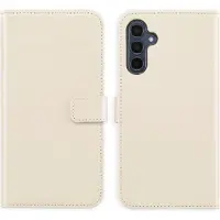 Selencia Étui portefeuille en cuir véritable pour Samsung Galaxy A15 (5G) - Greige