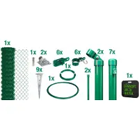 Alberts 690700 Clôture grillagée comme set complet de clôture, avec douille à enfoncer dans le sol et coussin pour les genoux, vert, hauteur 175 cm, longueur 15 m
