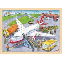 Goki Puzzle en bois - - Al Aéroport - 96 pièces - 40 x 30 cm - 6-10 ans
