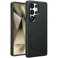 Accezz Coque arrière en cuir avec MagSafe pour Samsung Galaxy S25 Ultra - Onyx Black