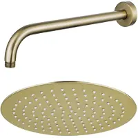 FortiFura Calvi Tête de douche - 30cm - rond - bras mural 35cm - Laiton brossé PVD SW1139122/SW720562