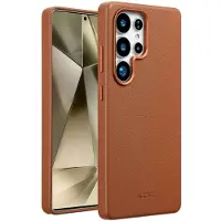 Accezz Coque arrière en cuir avec Magsafe Samsung Galaxy S25 Ultra - Sienna Brown