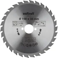 Wolfcraft 1 lame de scie circulaire HM, 30 dents ø190mm