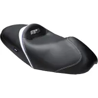 Shad selle confort noir/gris/coutures bleues - adapté à Piaggio