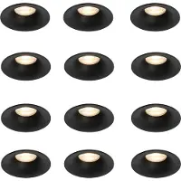 QAZQA Lot de 12 spots encastrés noirs GU10 50 mm - Gijs