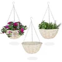 Relaxdays Suspension Plantes Pot De Fleurs Plantes Suspendues Lot De 3 Support Osier
