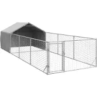 vidaXL Niche d'extérieur pour chien enclos 7x2x1,5 m acier galvanisé