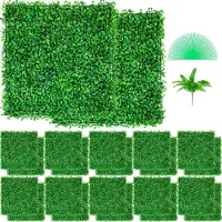 Vevor 24pcs Mur Végétal Artificiel - - Muraux De Haie De Buis Uv 10"X10" Clôture