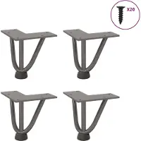 vidaXL Pieds en épingle à cheveux pour table basse 4 pcs. Acier naturel 10 cm massif