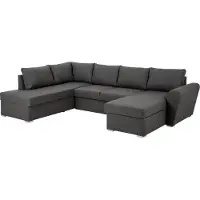 Ebuy24 Stefan Canapé-lit avec chaise longue côté droit, gris.