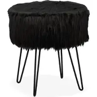 Relaxdays Tabouret en fourrure (37 x 41 cm)