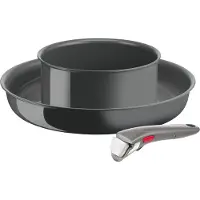 Tefal Ingenio Renew - Set de 3 pièces fr, Réchaud, Casserole, Poignée amovible, Induction, Revêtement anti-adhésif en céramique, Lavable au lave-vaisselle, Fonction Thermo-Signal, France