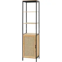 En.casa Armoire haute 'Tervola' 172x40x35cm bambou/rotin noir