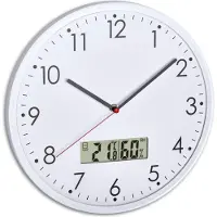 TFA-Dostmann TFA - Analoge Wanduhr mit digitalem Thermometer und Hygrometer 60.3048.02 - weiß