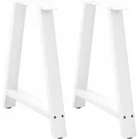 vidaXL Pieds de table de salle à manger en forme de A 2 pcs. Blanc 70x(72-73) cm Acier