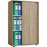 VCM Armoire de bureau en bois Armoire de classement Meuble de bureau Armoire Lona 3 portes coulissantes