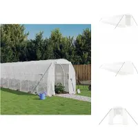 vidaXL Serre avec cadre en acier blanc 32 m² 16x2x2 m