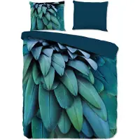 Pure Enveloppe de couette "plumes" - Petrol - (200x200/220 cm) - Microfibre