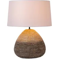 Lucide Lampe de table en jonc de mer marron, noir et blanc, culot E27, Maduka