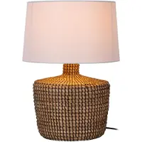 Lucide Lampe de table Ambala beige et blanche 1xE27x40W, motif « herbe marine », dimensions : 48x35x35 cm, IP20,