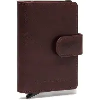 Chesterfield Porte-cartes Prague - Porte-cartes en cuir véritable pour 6 cartes - Brun foncé
