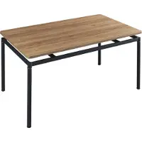 En.casa Table de salle à manger 'Hemnes' pour 6 personnes 140 x 80 cm pieds en acier imitation chêne