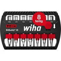 Wiha 42116 Jeu d'embouts BitBuddy embout TY de 49 mm - Phillips - Pozidriv - TORX - 7 pcs - 1/4" - dans un coffret