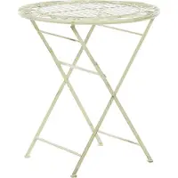 Beliani Table de bistrot de jardin vert clair en fer pliante vintage en métal ronde 70 cm pour 2 en extérieur style rétro français Résistant aux UV