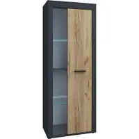 VCM Commode en bois Sideboard Highboard Vitrine Salon Armoire Usilo Porte pivotante verre Commode en bois Sideboard Highboard Vitrine Salon Armoire Usilo Porte pivotante verre