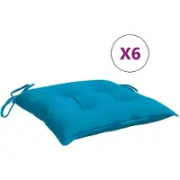 vidaXL Coussins de chaise lot de 6 bleu clair 40x40x7 cm tissu oxford