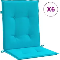 vidaXL Coussins de chaise à dossier bas lot de 6 turquoise tissu