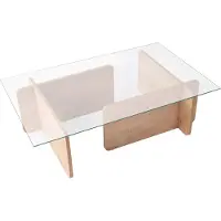 Skye Decor , Flavio - Honey Oak, table basse, chêne, 100 % verre trempé, 105 x 65 x 30 cm