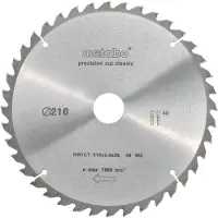 Metabo Precision Cut Wood Lame de Scie pour Bois 216 x 30X 1,8 mm 40T