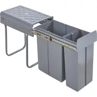 En.casa Poubelle encastrable 'Froland' 48x26x42cm Gris 1x20L+1x10L