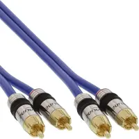 InLine Premium - Câble audio - RCA mâle pour RCA mâle - 15 m - câble coaxial à double blindage - bleu