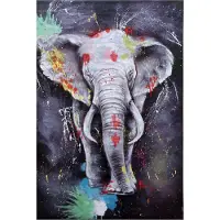 MCW Peinture à l'huile Eléphant -H25 peinte à la main
