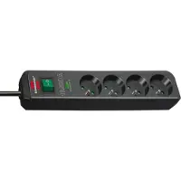 Brennenstuhl Eco-Line Barre de protection contre les surtensions, 4x, 1,5M, 13.500A, noir
