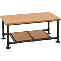MCW Table basse -N27, table de salon table basse table d'appoint, Industrial bois massif métal 48x100x50cm ~ naturel