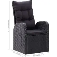 vidaXL Chaises longues de jardin 2 pcs. avec coussins Poly rotin noir