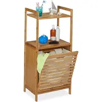 Relaxdays Meuble panier à linge Panier linge Meuble salle de bain Bambou Corbeille linge