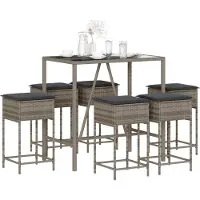 vidaXL Ensemble bar de jardin 7 pièces avec coussins Gris Poly rotin