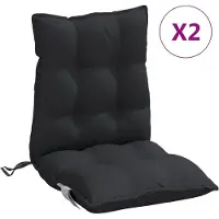 vidaXL Coussins de chaise à dossier bas lot de 2 noir tissu oxford