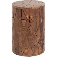 Beliani Table basse en teck brun table basse en bois 30 x 46 cm, multifonctionnelle ronde style scandinave, rustique moderne