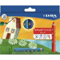 Lyra Groove Triple 1 crayon de couleur, 12 crayons de 12 couleurs assorties.